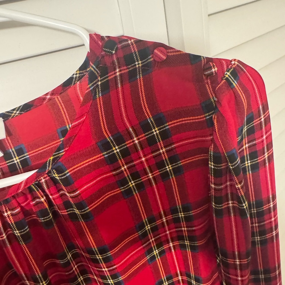 J. Crew Red Plaid Women's Blouse - Picture 3 of 4